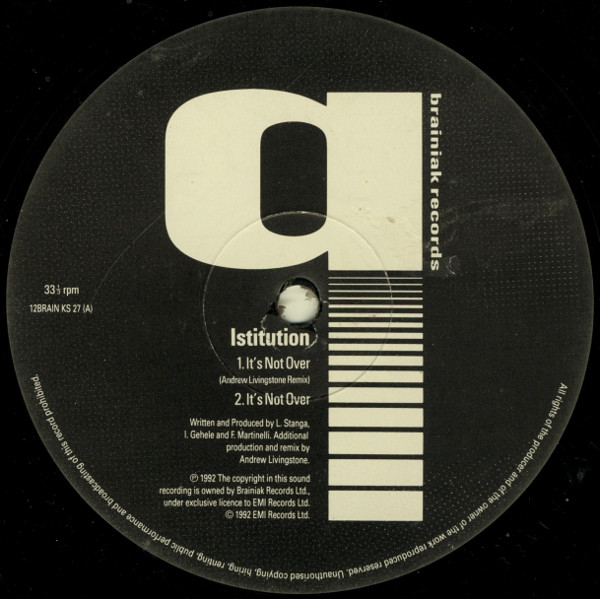 Istitution - It's Not Over | Brainiak Records (12BRAIN KS 27) - main