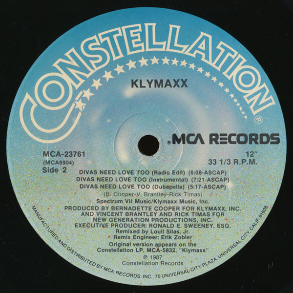 Klymaxx - Divas Need Love Too (12" Version) | Constellation (MCA-23761) - 3