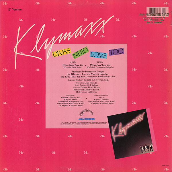 Klymaxx - Divas Need Love Too (12" Version) | Constellation (MCA-23761) - 4