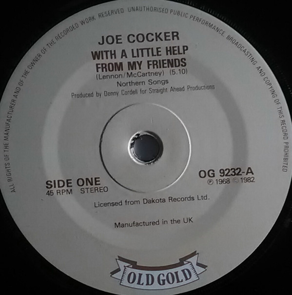 Joe Cocker - With A Little Help From My Friends / Delta Lady | Old Gold (OG 9232) - 3 Joe Cocker - With A Little Help From My Friends / Delta Lady | Old Gold (OG 9232) - 3