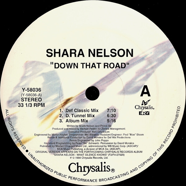 Shara Nelson - Down That Road | Chrysalis (Y-58036) - main Shara Nelson - Down That Road | Chrysalis (Y-58036) - main