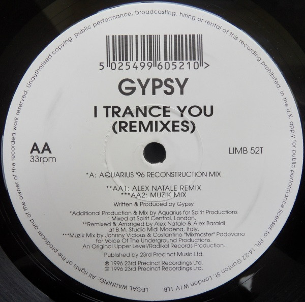 Gypsy - I Trance You (Remixes) | Limbo Records (LIMB 52T)