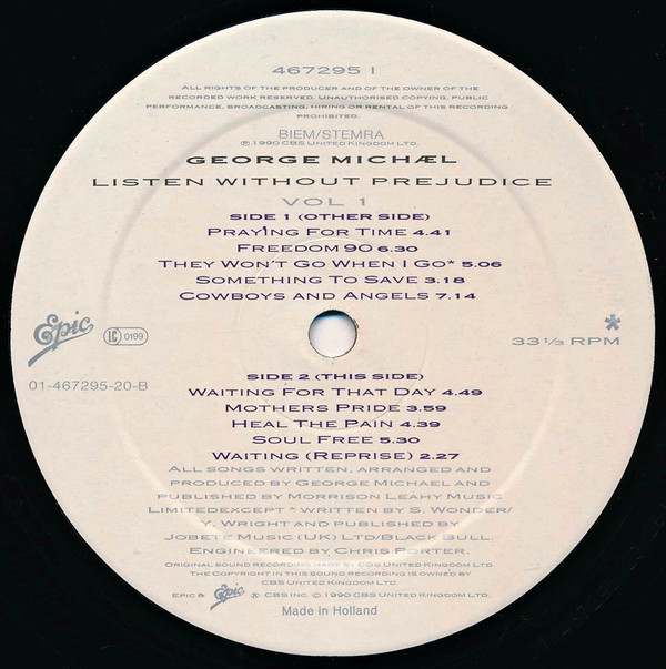 George Michael - Listen Without Prejudice Vol. 1 | Epic (467295 1) - 4