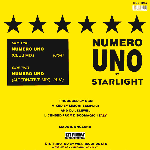 Starlight - Numero Uno | City Beat (CBE 1242) - 2