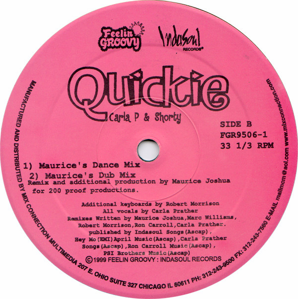 Carla P & Shorty - Quickie | Feelin' Groovy records (FGR9506-1) - 3