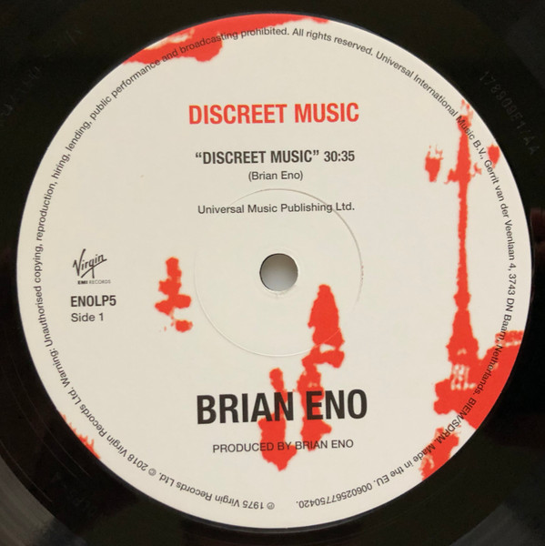 Brian Eno - Discreet Music | Virgin EMI Records (ENOLP5) - 3 Brian Eno - Discreet Music | Virgin EMI Records (ENOLP5) - 3