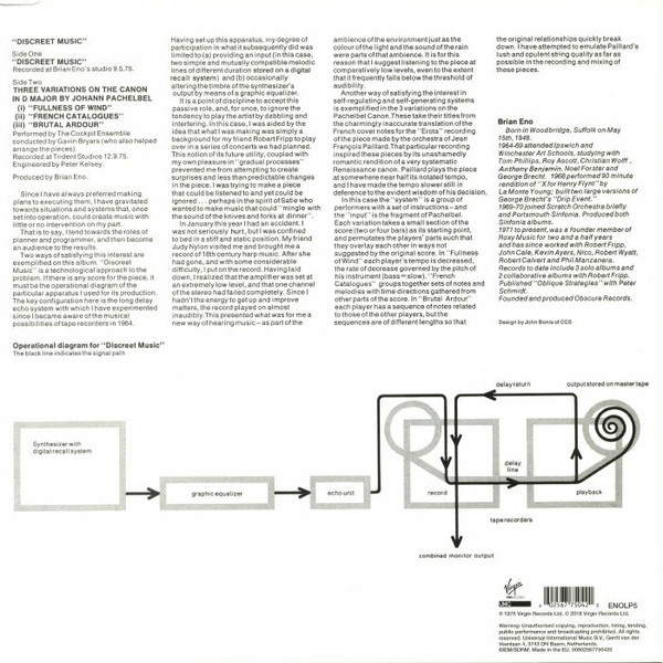 Brian Eno - Discreet Music | Virgin EMI Records (ENOLP5) - 2 Brian Eno - Discreet Music | Virgin EMI Records (ENOLP5) - 2