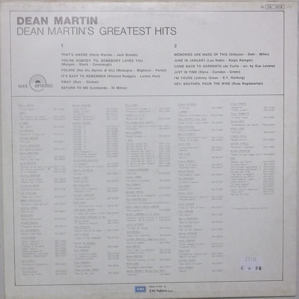 Dean Martin - Dean Martin's Greatest Hits | Emidisc (3C 034 - 50708) - 2