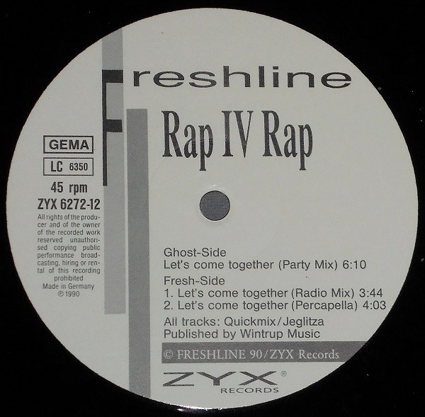 Rap IV Rap - Let's Come Together | ZYX Records (ZYX 6272-12) - 3
