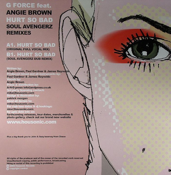 G Force Feat. Angie Brown - Hurt So Bad | Housonic Recordings (HOUSESONIC 1001) - 2 G Force Feat. Angie Brown - Hurt So Bad | Housonic Recordings (HOUSESONIC 1001) - 2