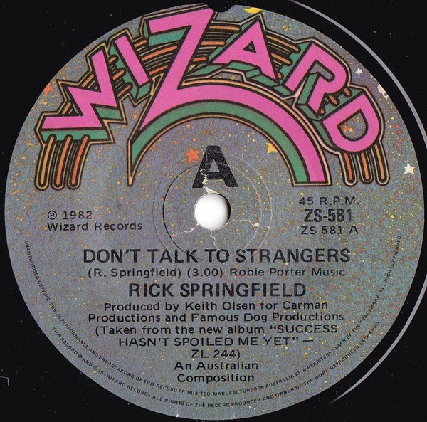Rick Springfield - Don't Talk To Strangers | Wizard Records (ZS-581) - main Rick Springfield - Don't Talk To Strangers | Wizard Records (ZS-581) - main