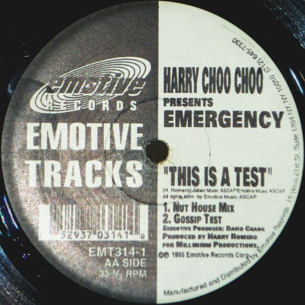 Harry "Choo Choo" Romero Presents Emergency - This Is A Test | Emotive Tracks (EMT314-1) - 2