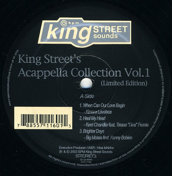 Various - King Street's Acappella Collection Vol. 1 | BPM King Street Sounds (KSS 1160)