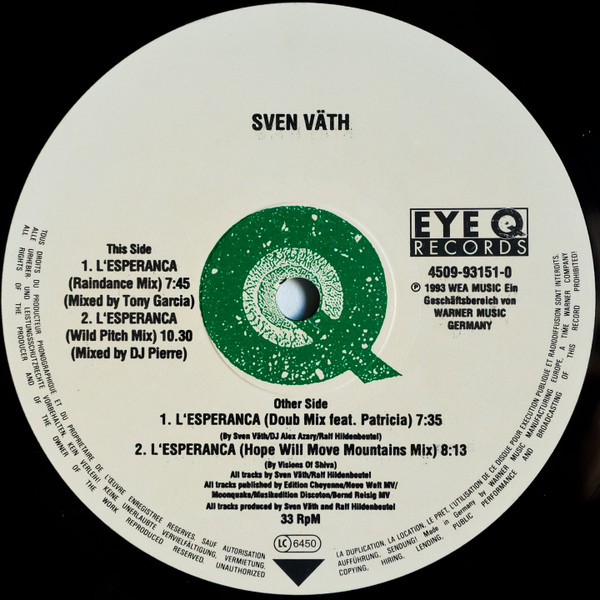Sven Väth - L'Esperanza | Eye Q Records (4509-93151-0) - 4