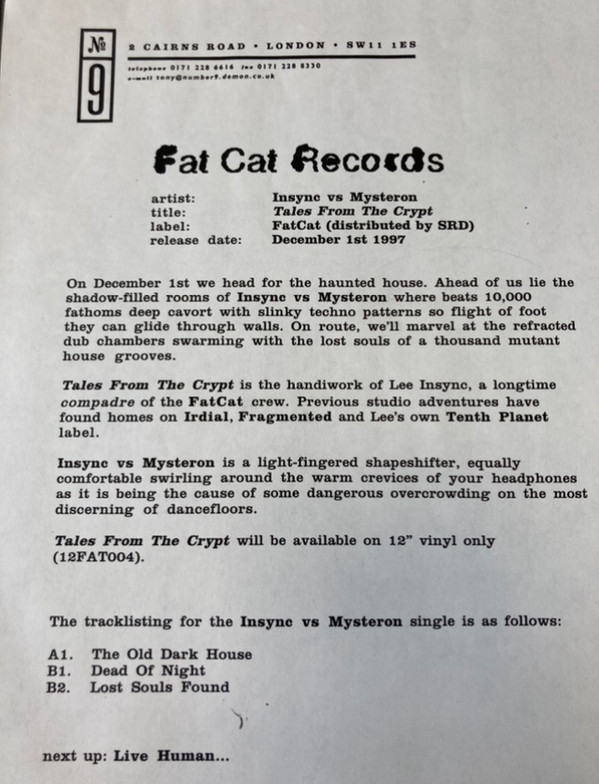 Insync vs. Mysteron - Tales From The Crypt | FatCat Records (12FAT004) - 4 Insync vs. Mysteron - Tales From The Crypt | FatCat Records (12FAT004) - 4