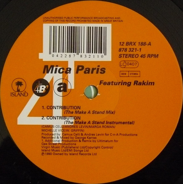 Mica Paris Featuring Rakim - Contribution | 4th & Broadway (12 BRX 188) - 3