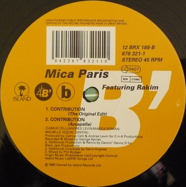 Mica Paris Featuring Rakim - Contribution | 4th & Broadway (12 BRX 188) - 4