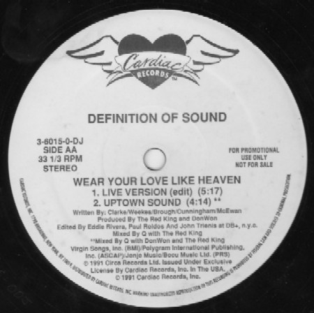 Definition Of Sound - Wear Your Love Like Heaven | Cardiac Records (3-6015-0-DJ) - main Definition Of Sound - Wear Your Love Like Heaven | Cardiac Records (3-6015-0-DJ) - main