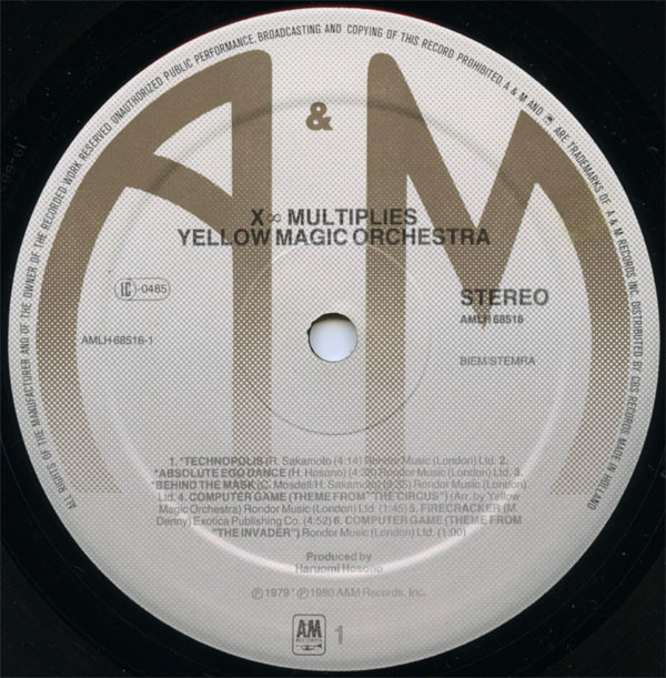 Yellow Magic Orchestra - X∞Multiplies | A&M Records (AMLH 68516) - 3