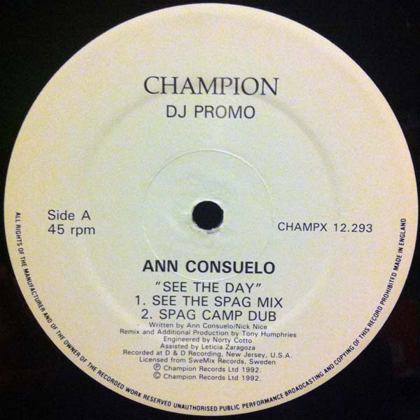 Ann Consuelo - See The Day | Champion (CHAMPX 12.293) - 2