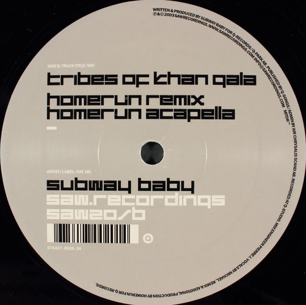 Subway Baby - Tribes Of Khan Gala | Saw Recordings (SAW20) - 2