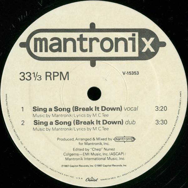 Mantronix - Sing A Song (Break It Down) | Capitol Records (V-15353) - 3 Mantronix - Sing A Song (Break It Down) | Capitol Records (V-15353) - 3