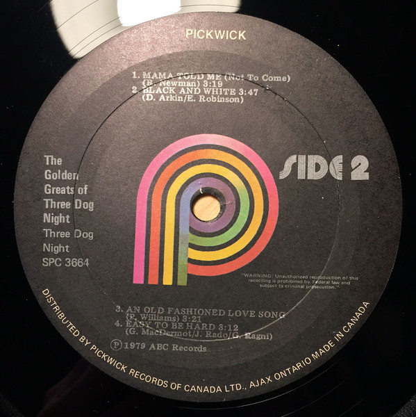 Three Dog Night - The Golden Greats Of Three Dog Night | Pickwick (SPC-3664) - 4