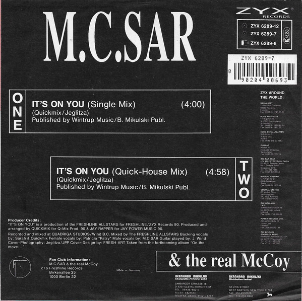 Real McCoy - It's On You | ZYX Records (ZYX 6289-7) - 2