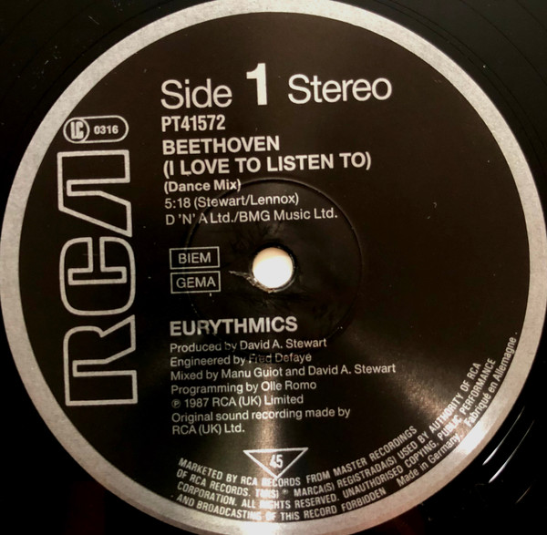 Eurythmics - Beethoven | RCA (PT 41572) - 3 Eurythmics - Beethoven | RCA (PT 41572) - 3