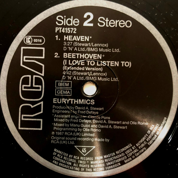 Eurythmics - Beethoven | RCA (PT 41572) - 4 Eurythmics - Beethoven | RCA (PT 41572) - 4