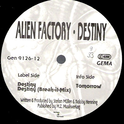 Alien Factory - Destiny | Generator Records (Gen 9126-12) - 2
