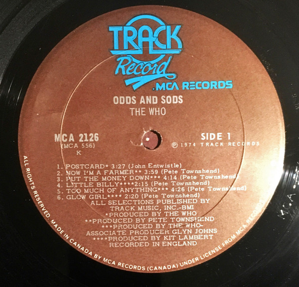 The Who - Odds & Sods | Track Record (MCA-2126) - 3 The Who - Odds & Sods | Track Record (MCA-2126) - 3