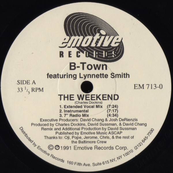 B-Town Featuring Lynnette Smith - The Weekend | Emotive Records (EM 713-0) - main