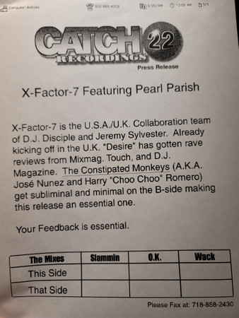 X-Factor 7 Feat: Pearl Parish - Desire | Catch 22 Recordings (CATCH 006) - 3