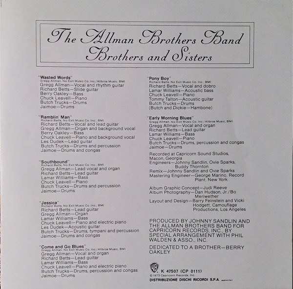 The Allman Brothers Band - Brothers And Sisters | Warner Bros. Records (K 47507) - 4 The Allman Brothers Band - Brothers And Sisters | Warner Bros. Records (K 47507) - 4
