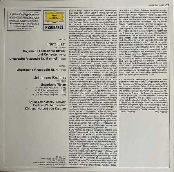 Ungarische Fantasie · Ungarische Rhapsodien Nr. 4 Und Nr.5 / Ungarische Tänze Nr. 17 · 18 · 19 Und 20