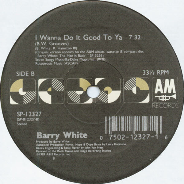Barry White - I Wanna Do It Good To Ya | A&M Records (SP-12327) - 3