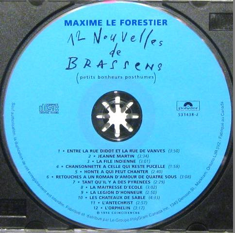 Maxime Le Forestier - 12 Nouvelles De Brassens (Petits Bonheurs Posthumes) | Polydor (533438-2) - 3 Maxime Le Forestier - 12 Nouvelles De Brassens (Petits Bonheurs Posthumes) | Polydor (533438-2) - 3