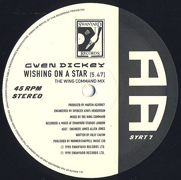 Gwen Dickey - Car Wash / Wishing On A Star | Swanyard Records Ltd (SYRT 7) - 3 Gwen Dickey - Car Wash / Wishing On A Star | Swanyard Records Ltd (SYRT 7) - 3