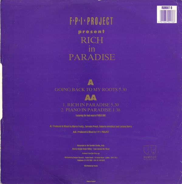 FPI Project - Rich In Paradise / Going Back To My Roots | Rumour Records (RUMAT 9) - 2 FPI Project - Rich In Paradise / Going Back To My Roots | Rumour Records (RUMAT 9) - 2