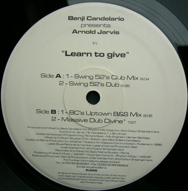 Benji Candelario Presents Arnold Jarvis - Learn To Give | Equal Records (EU009) - 4