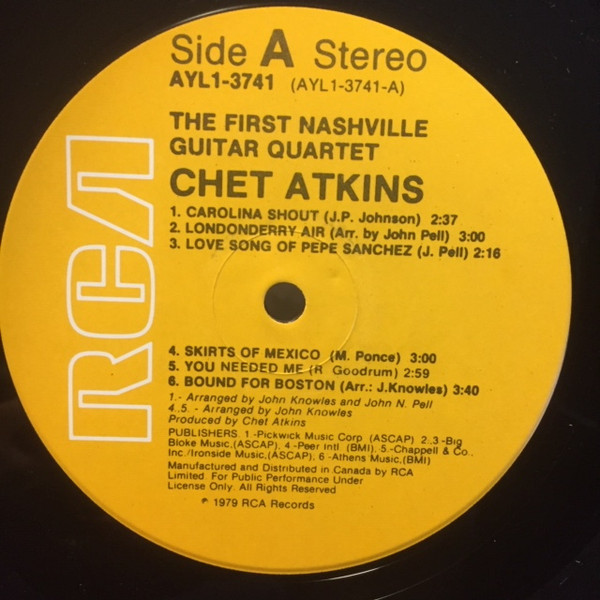 Chet Atkins - The First Nashville Guitar Quartet | RCA (AYL1-3741) - 3