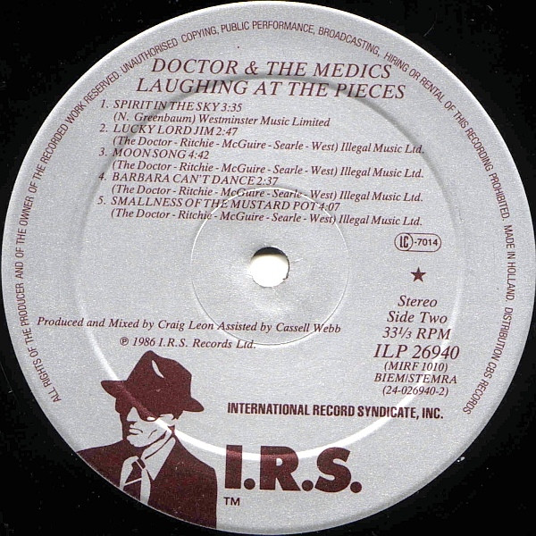 Doctor & The Medics - Laughing At The Pieces | I.R.S. Records (26940) - 4