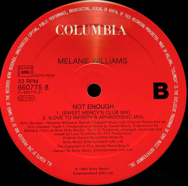 Melanie Williams - Not Enough? | Columbia (660775 8) - 4