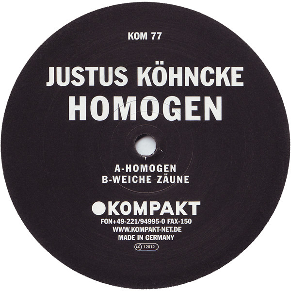 Justus Köhncke - Homogen | Kompakt (KOM 77) - 2