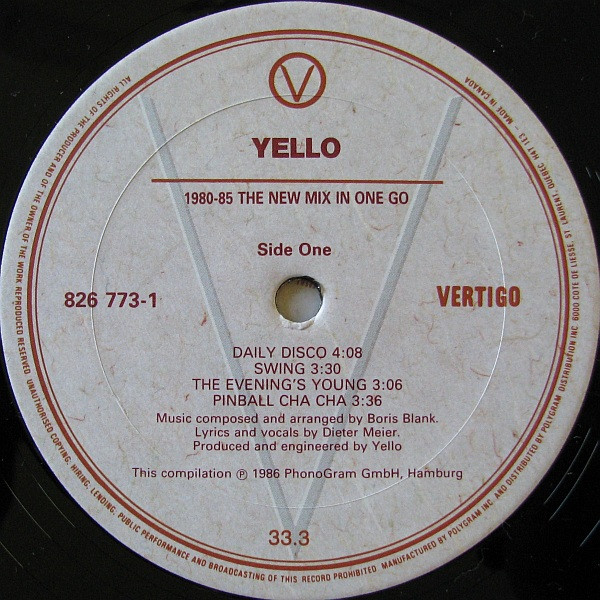 Yello - 1980 - 1985 The New Mix In One Go (2LP) [Vinyl] | Vertigo (826 773-1) - 3