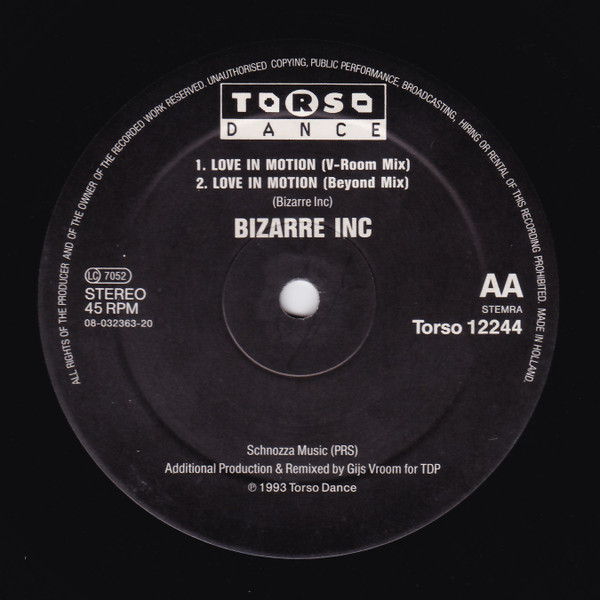 Bizarre Inc - Love In Motion (Remixes) | Torso Dance (Torso 12244) - 2