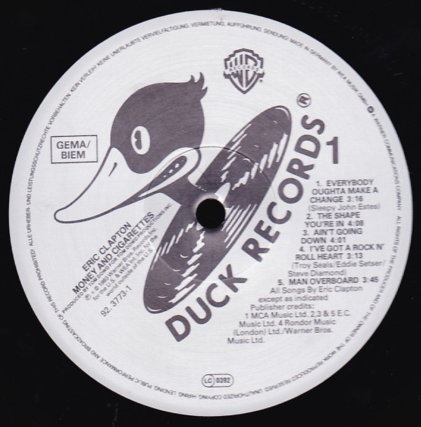 Eric Clapton - Money And Cigarettes | Duck Records (92.3773-1) - 3