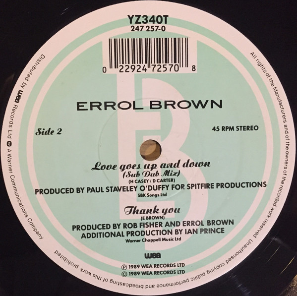 Errol Brown - Love Goes Up And Down | WEA (YZ340T) - 4 Errol Brown - Love Goes Up And Down | WEA (YZ340T) - 4