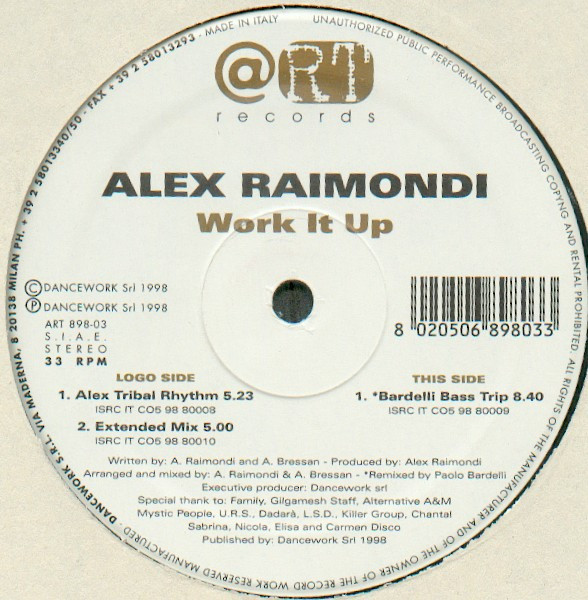 Alex Raimondi - Work It Up | Art Records (ART 898-03) - main